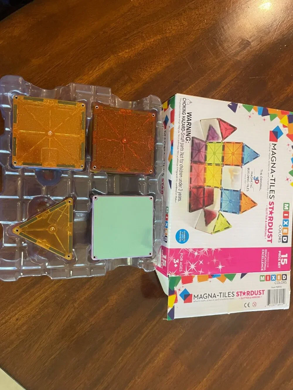 Magna-Tiles Stardust Glitter & Mirrors 15 Piece Set Ages 3+